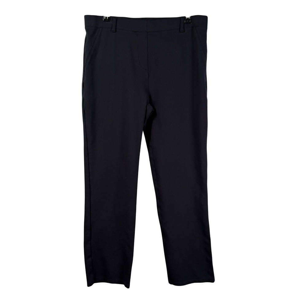 Quince Ultra-Stretch Ponte Straight Leg Pants Navy Blue Womens L Petite DKBIZ01